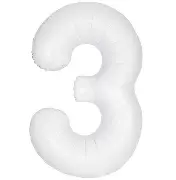 Pkg White Number Three 34"